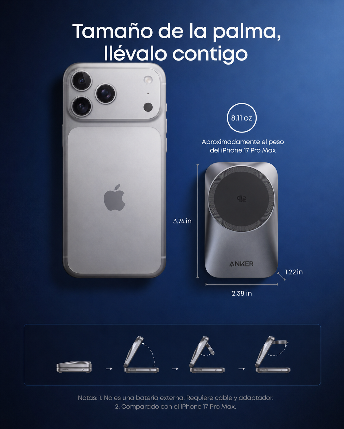 Anker Prime cargador plegable MagGo 3 en 1 base de carga inalámbrica Qi2 25W para iPhone, AirPods y Apple Watch — ideal para escritorio y viajes detail image 5