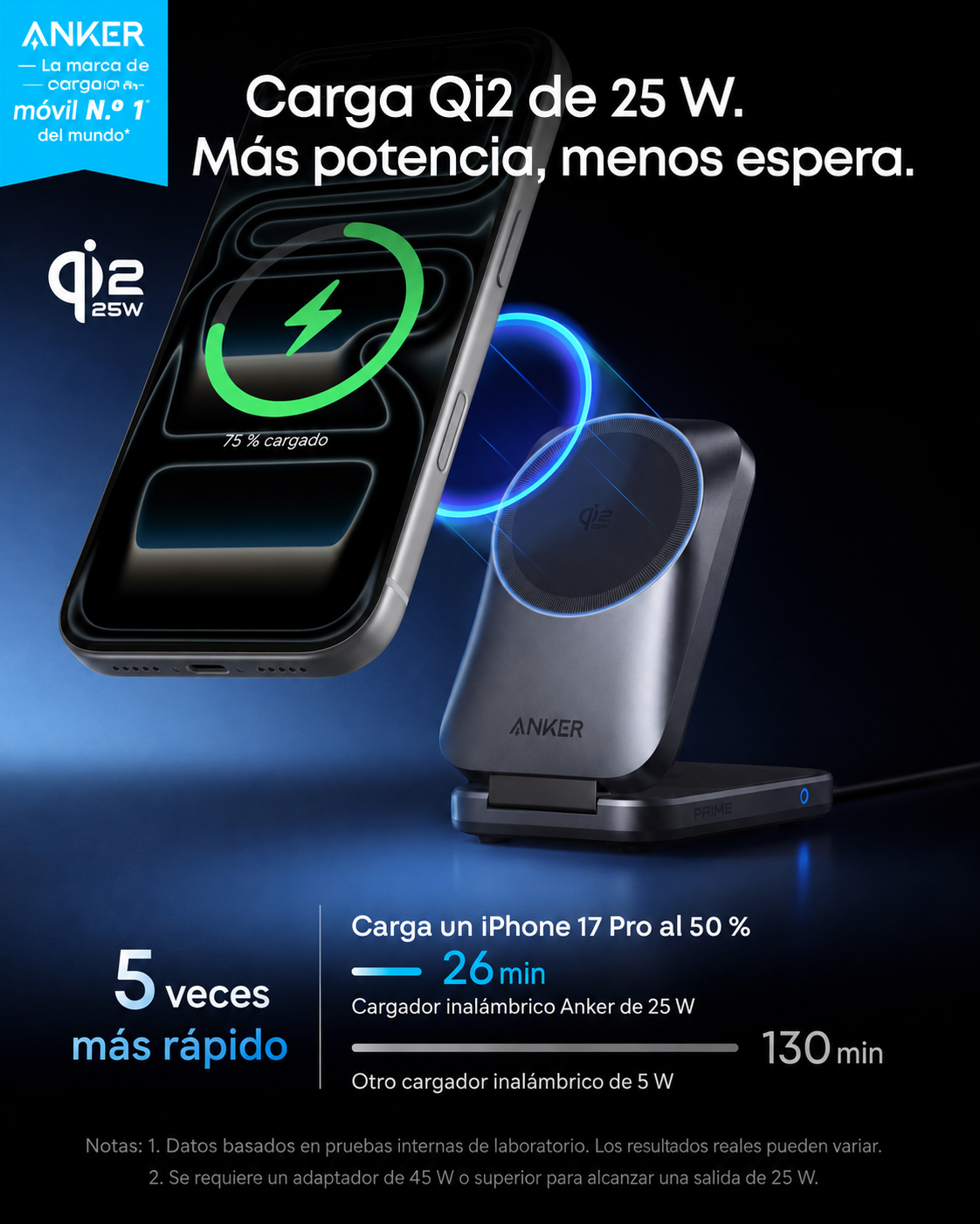 Anker Prime cargador plegable MagGo 3 en 1 base de carga inalámbrica Qi2 25W para iPhone, AirPods y Apple Watch — ideal para escritorio y viajes detail image 3