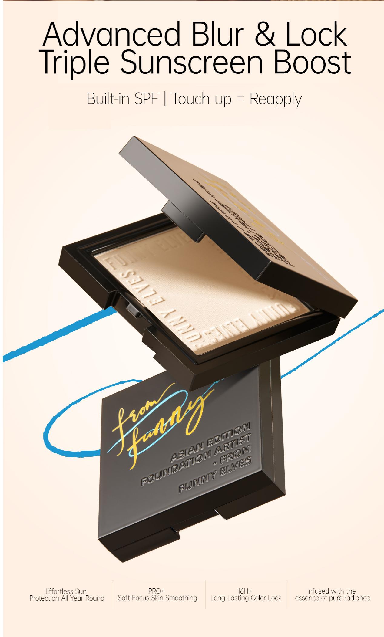 Funny Elves Soft Matte Pressed Powder with SPF NU00|SPF38 PA++ Setting & Sun-Protection Compact detail image 2