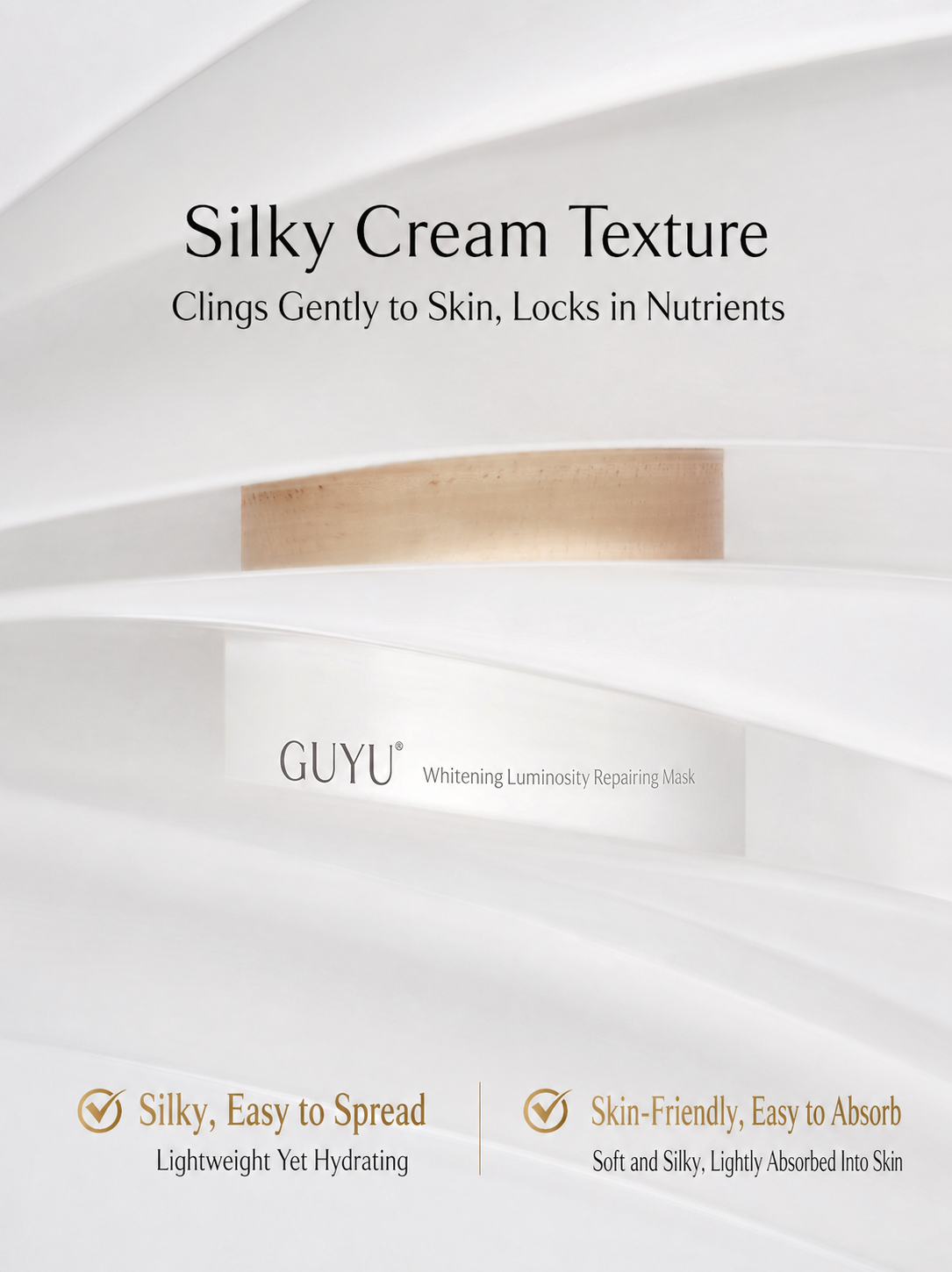 Guyu White Moonlight Mask — Brightening, Hydrating & Repairing Mask【Certified Whitening】【15min Radiance】【Better for Asian Skin】Soothing & Brightening, Hydrating Leave-on or Sleeping Mask 85g detail image 4