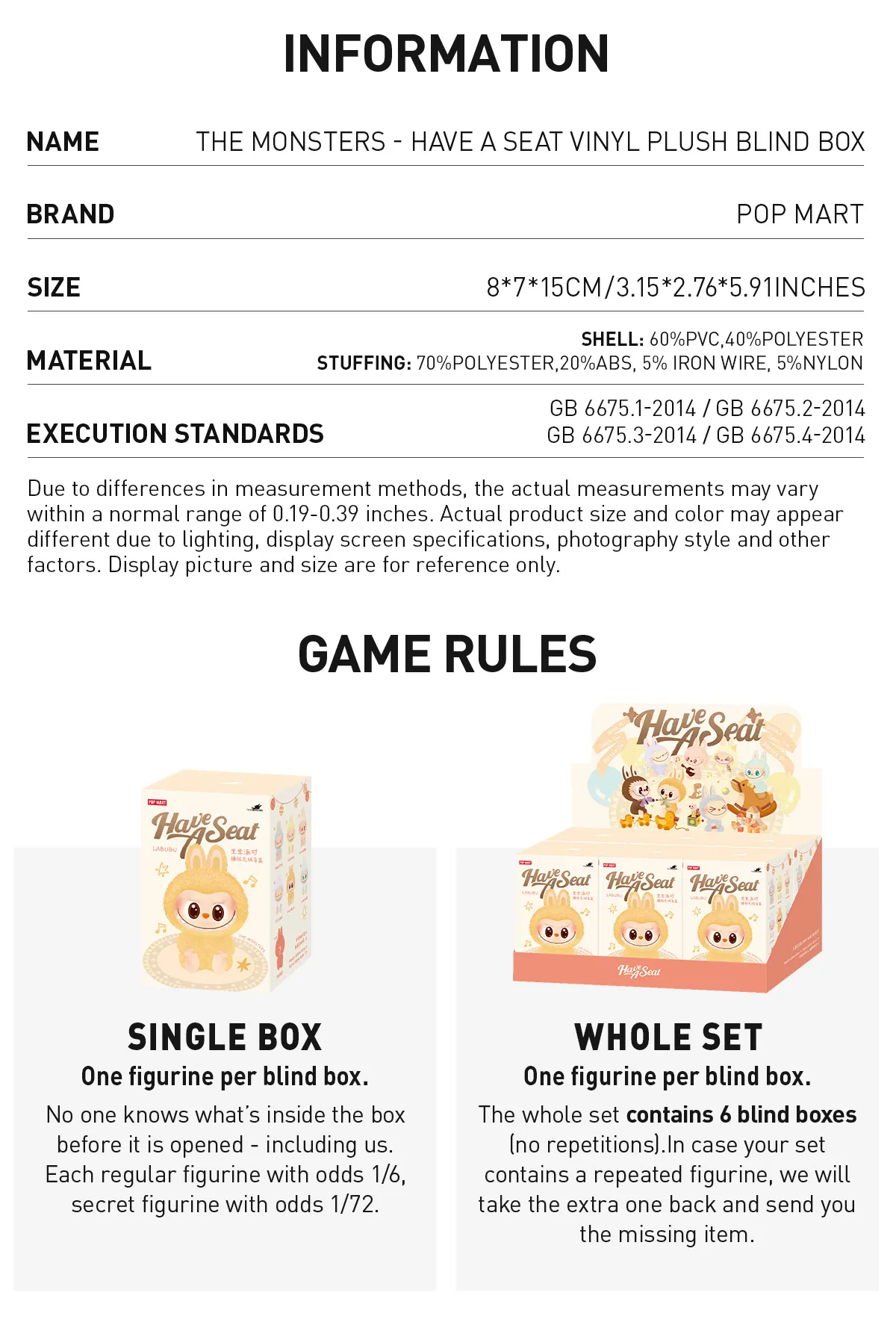 POP MART THE MONSTERS Labubu "Have A Seat" Vinyl Plush Blind Box 17cm Single Box detail image 4