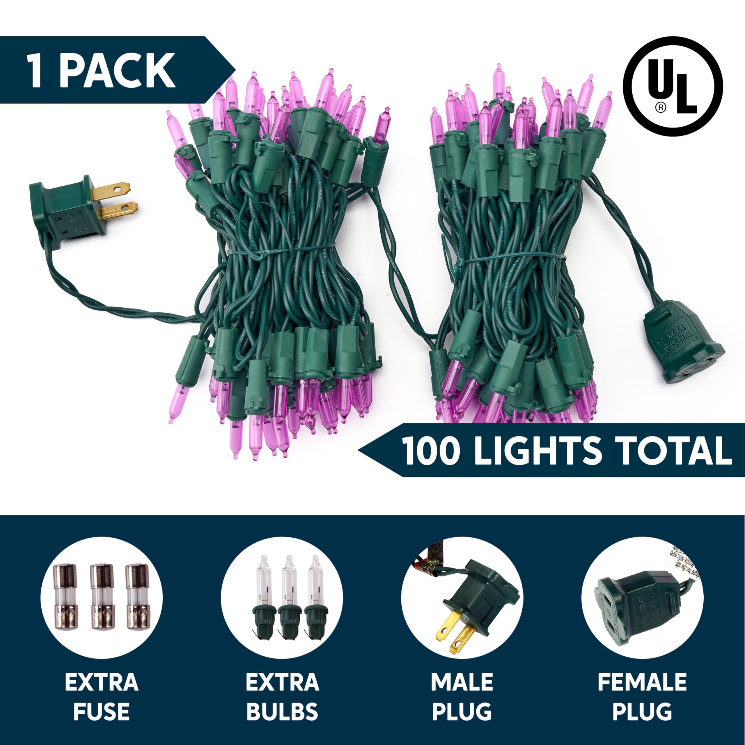 Joiedomi Purple LED Halloween String Lights — 100 Mini LEDs on 26. 25 ft Green Wire, Indoor/Outdoor Waterproof detail image 1