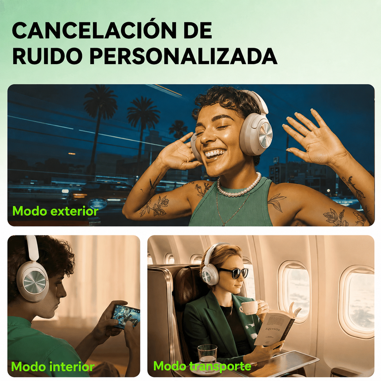 OneOdio Focus A6 Auriculares Bluetooth circumaurales con ANC híbrido - 75 horas de autonomía, -48dB, Hi-Res LDAC, Bluetooth 6.0 (para desplazamientos, viajes, oficina y música) detail image 2
