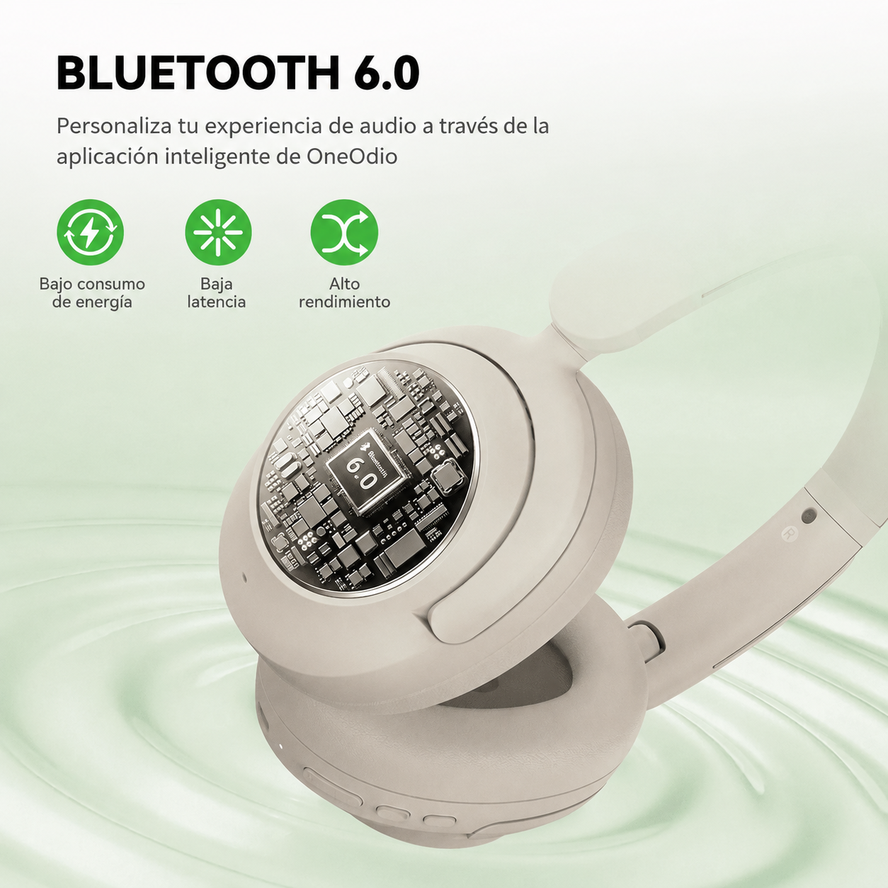 OneOdio Focus A6 Auriculares Bluetooth circumaurales con ANC híbrido - 75 horas de autonomía, -48dB, Hi-Res LDAC, Bluetooth 6.0 (para desplazamientos, viajes, oficina y música) detail image 7