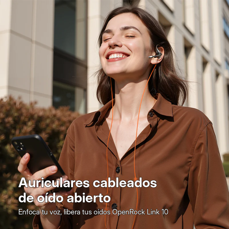 OpenRock Link 10 nuevo | Auriculares empresariales abiertos con cable Type-C, 25 g, 99.2% reducción de ruido por IA, micrófono flotante giratorio 240°, ideales para oficina y conferencias detail image 4