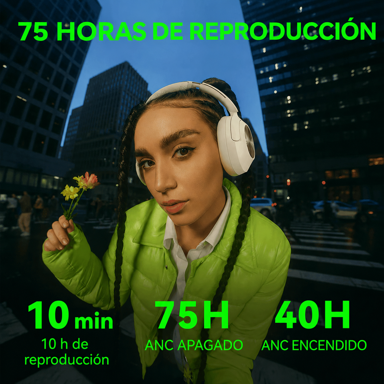 OneOdio Focus A6 Auriculares Bluetooth circumaurales con ANC híbrido - 75 horas de autonomía, -48dB, Hi-Res LDAC, Bluetooth 6.0 (para desplazamientos, viajes, oficina y música) detail image 10