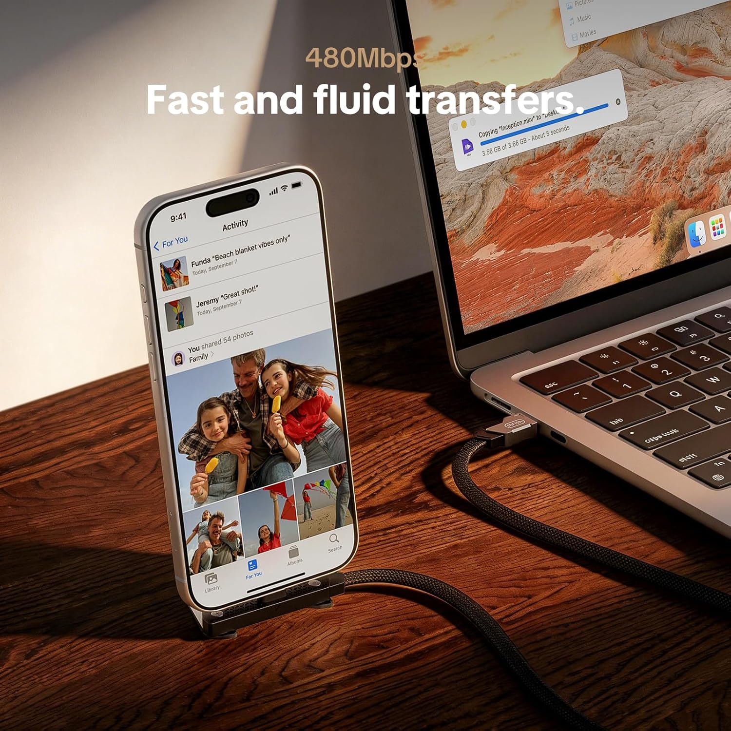 MFish 240W USB-C to USB-C Fast Charging Cable — Type-C Quick Charge Cable with T-Shape Stand, 90° Right-Angle Gaming Cable, Compatible with iPhone 17/16/15, MacBook, Tablets, Galaxy S25/S24, Durable Braided Cable, 3.93 ft detail image 9