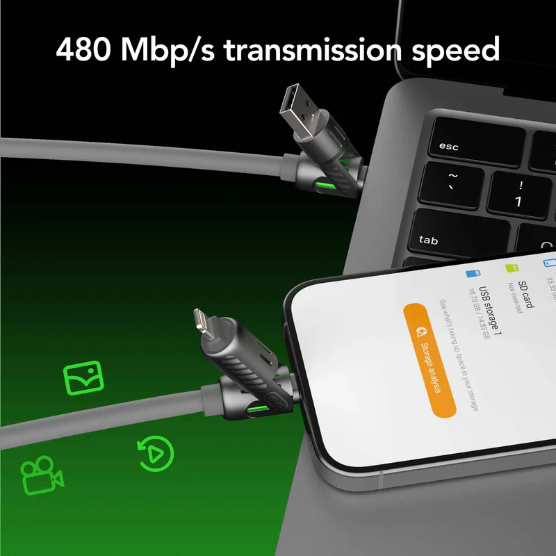 mfish Armored Dragon 1 240W 4-in-1 Fast Charging Cable — USB-A/Lightning to USB-C Multi-Device Charging Cable for iPhone, iPad, Android, Laptops detail image 5