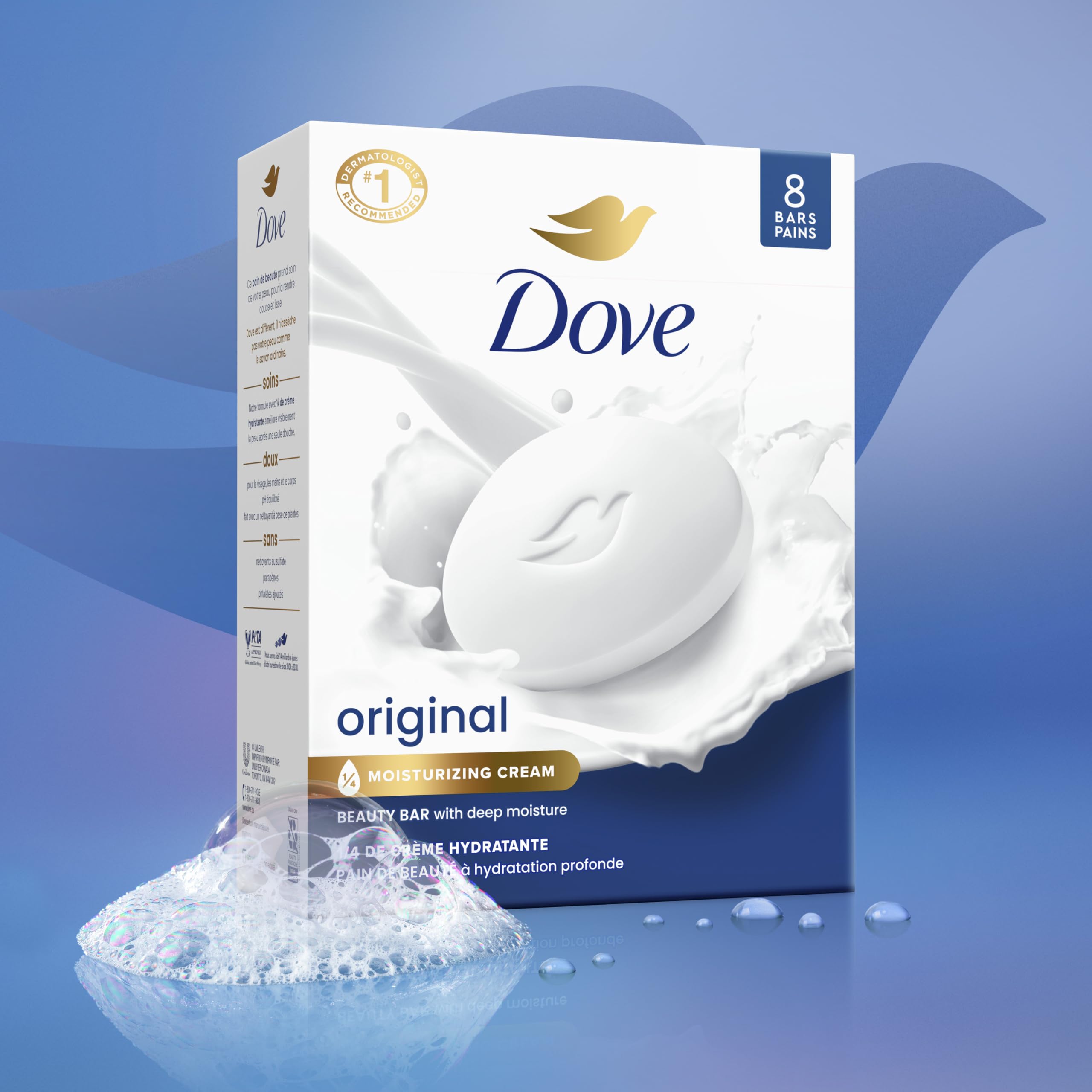 Dove Original Beauty Bar Soap, 3. 75 oz — 8 Count (1/4 Moisturizing Cream) detail image 4