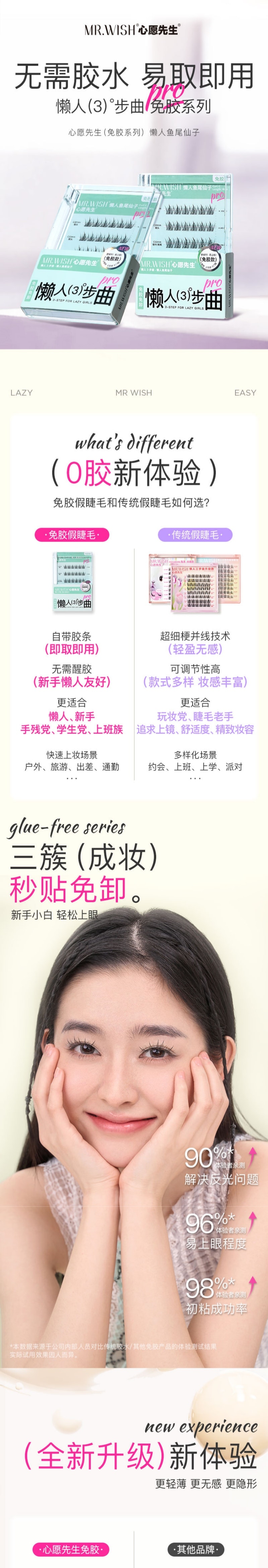 MR.WISH 3-Step For Lazy Girls Glue-Free False Eyelashes #Lazy Mermaid Tail Fairy 30clusters detail image 1