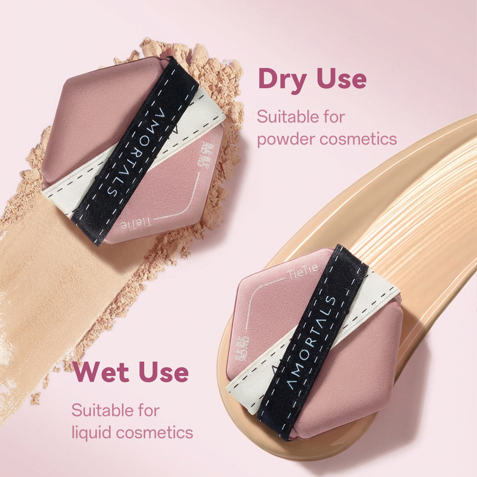 AMORTALS Makeup Sponge Set — 3-Piece Liquid/Foundation & Powder Puff Kit (Ideal for Concealer, Liquid, Cream & Powder) detail image 1