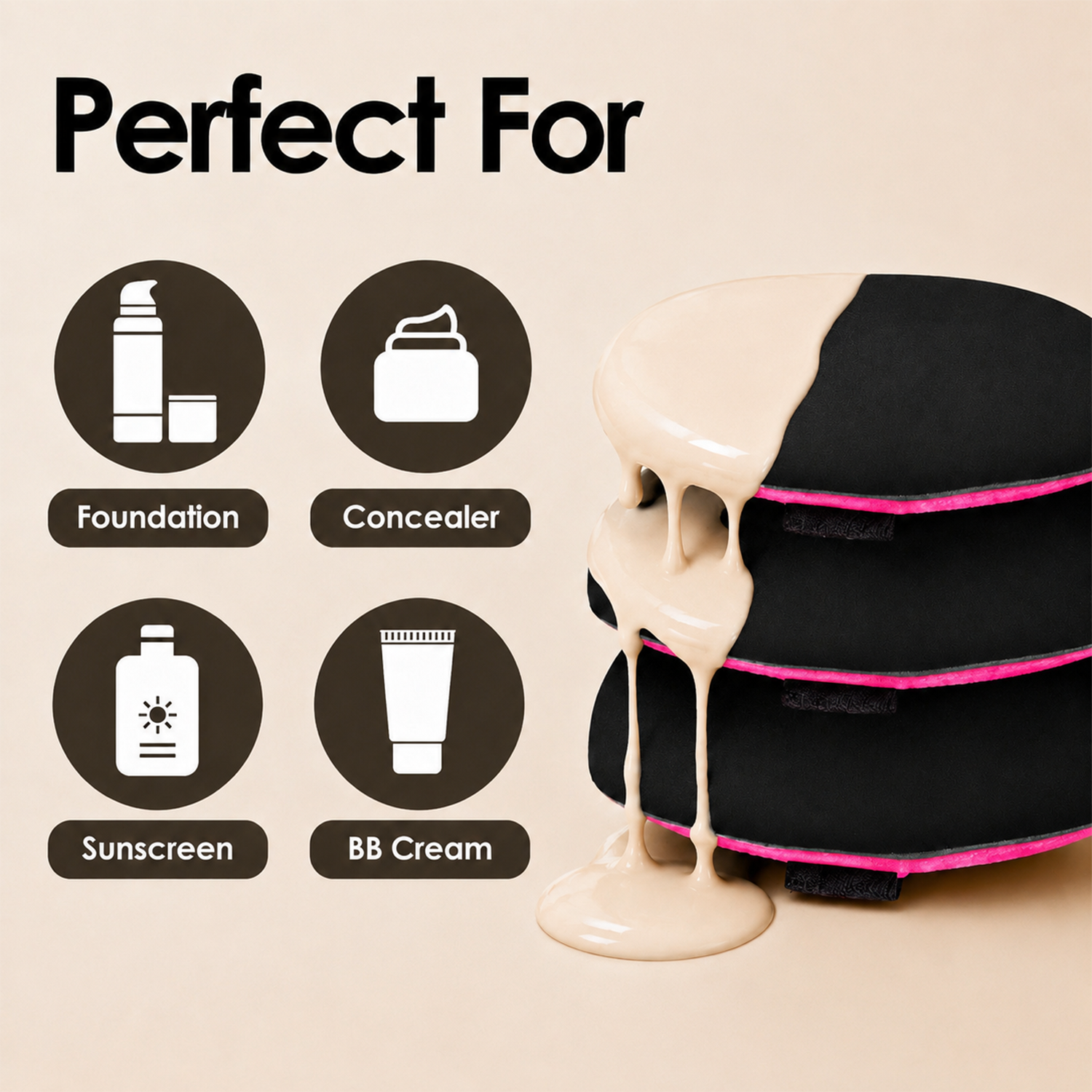 AMORTALS Foundation Sponges, 2-Pack Waterdrop Makeup Sponge with Travel Case — Liquid Foundation Beauty Blender for Flawless Skin detail image 4