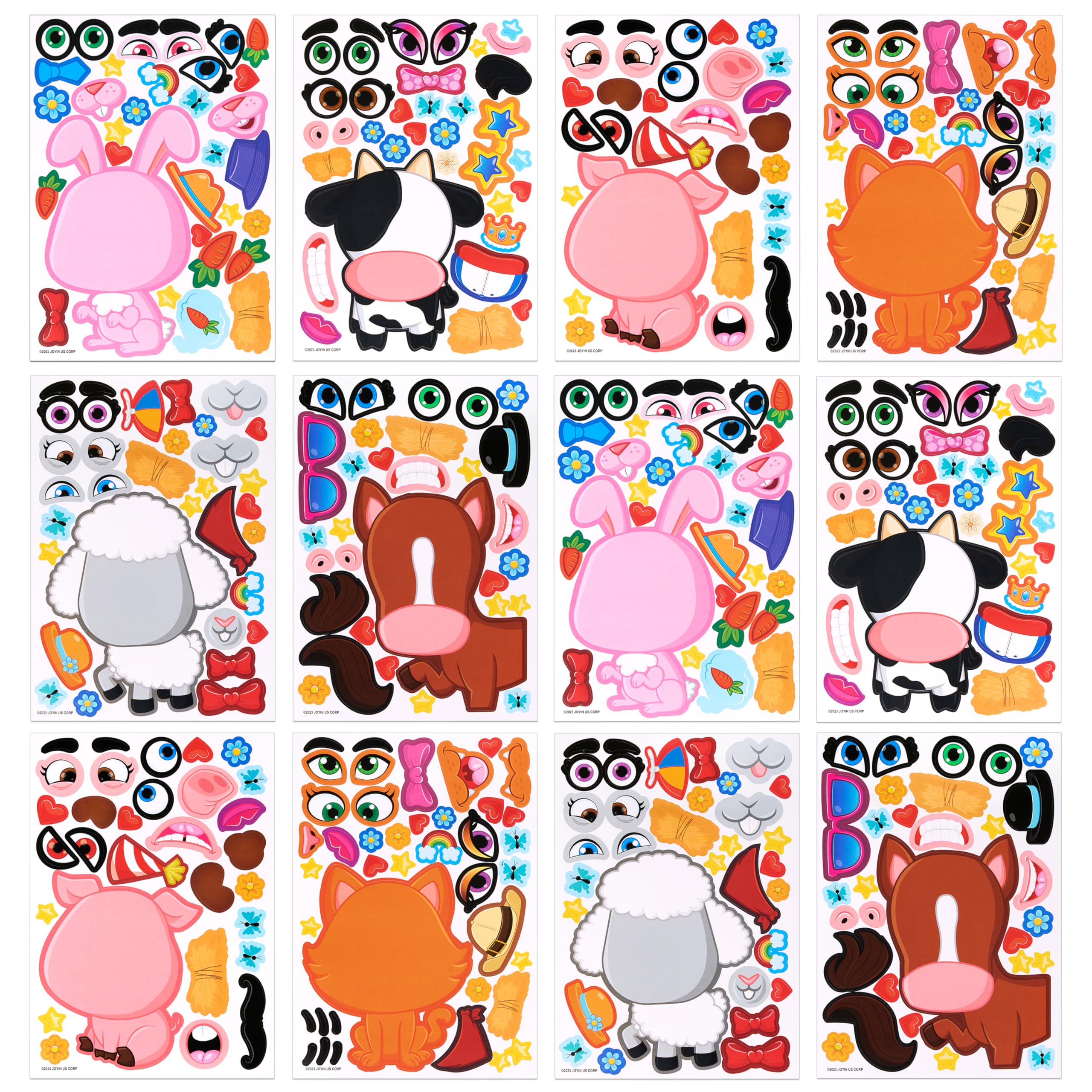 JOYIN Farm Animal Expression Sticker Pack, 24 Packs (9 x 6 in) — Party Favors & Classroom Rewards for Kids detail image 1