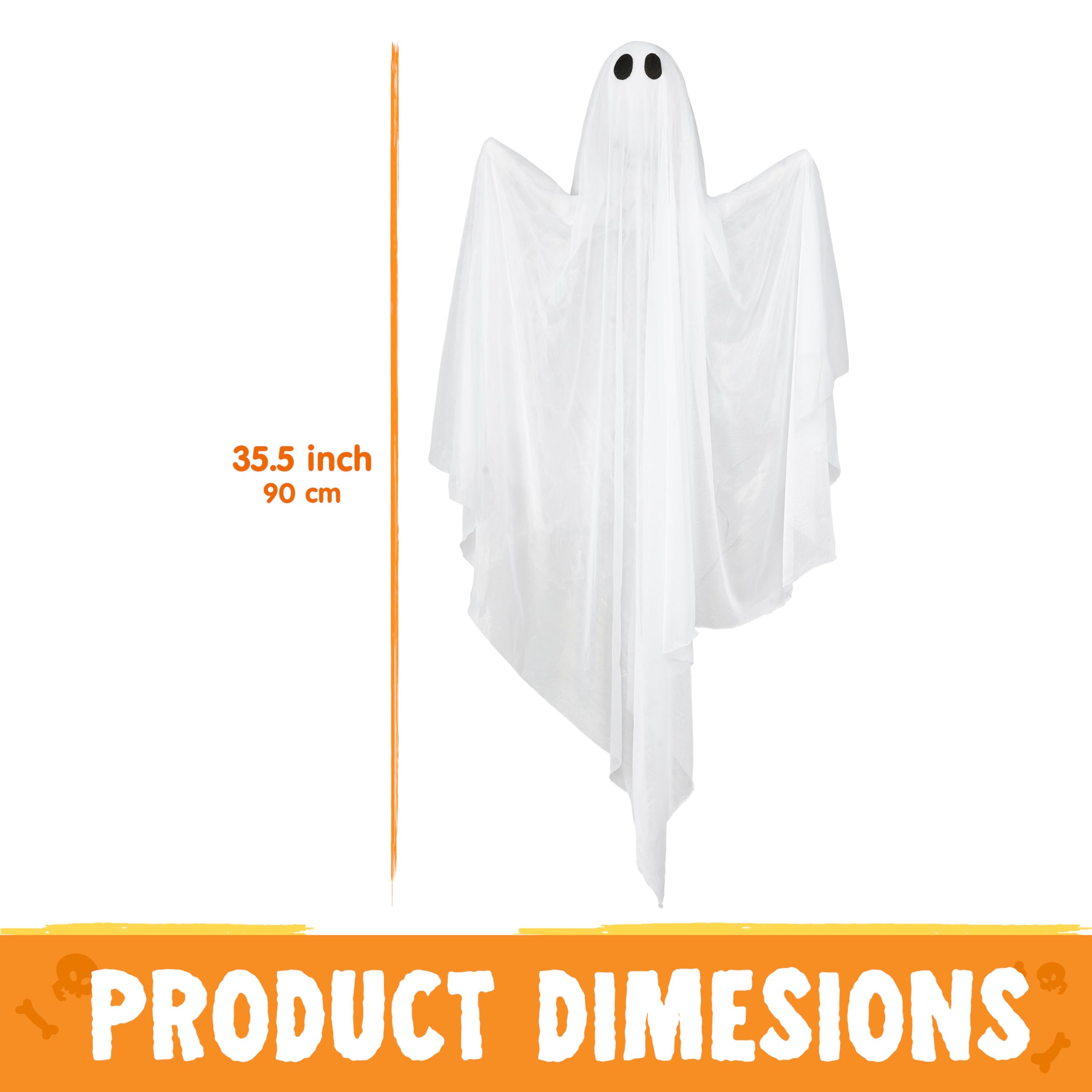 JOYIN 2-Pack 35. 5-inch Hanging Glowing Ghosts (Blue LED) Waterproof Indoor/Outdoor Halloween Decoration detail image 5
