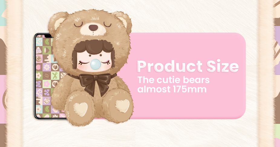 Rolife Nanci Colorful Chocolate Cutie Bears Surprise Plush — Blind Box (1 Random Piece) | Dessert Chocolate Color Teddy Bear Collectible, 6 Regular + Creamy Sakura Hidden, ~17.5cm Soft Plush detail image 5