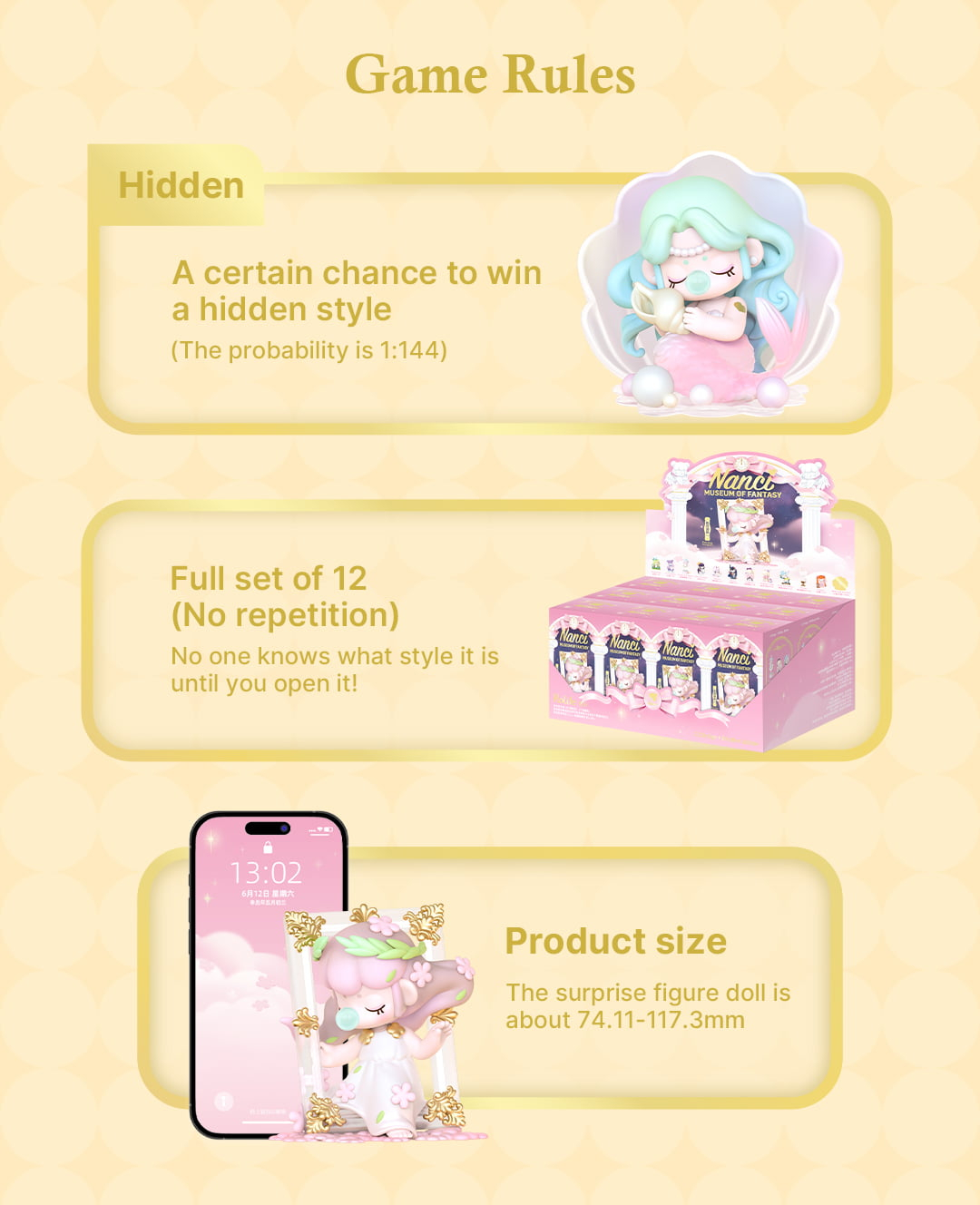 Rolife Nanci Museum of Fantasy Blind Box Figure — 1 Random Piece; Fantasy Art Collectible Display, 12 Regular + Mermaid Seashell Hidden Variant; Unicorn Mermaid Oil Painting Perfume Clock Design — Gift for Nanci Fans & Blind Box Collectors detail image 4