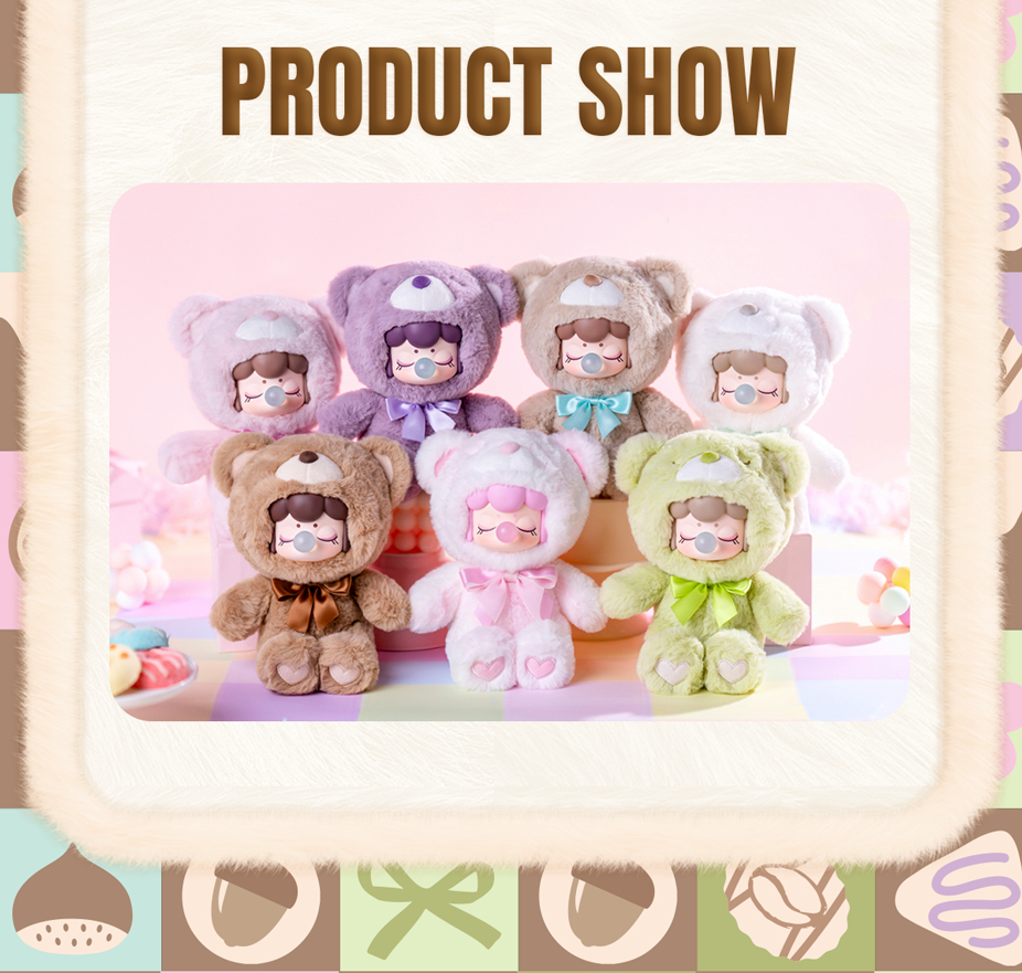 Rolife Nanci Colorful Chocolate Cutie Bears Surprise Plush — Blind Box (1 Random Piece) | Dessert Chocolate Color Teddy Bear Collectible, 6 Regular + Creamy Sakura Hidden, ~17.5cm Soft Plush detail image 6