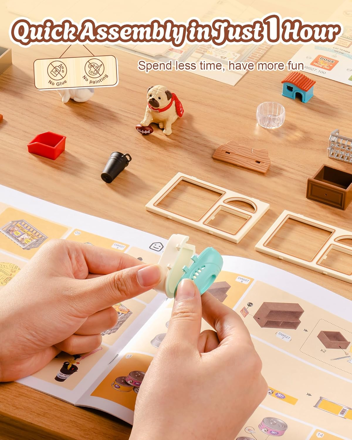 Rolife Super Creator Furry Friends' Home DW027 Mini Pet House Assembly Kit — Pet Shop Themed DIY Miniature, Snap-Fit (No Glue), LED Lighting, Stackable, Ideal Gift for Pet Lovers & Miniature Enthusiasts detail image 5