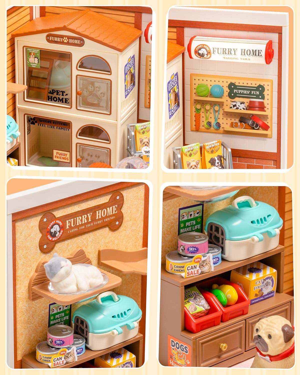 Rolife Super Creator Furry Friends' Home DW027 Mini Pet House Assembly Kit — Pet Shop Themed DIY Miniature, Snap-Fit (No Glue), LED Lighting, Stackable, Ideal Gift for Pet Lovers & Miniature Enthusiasts detail image 2